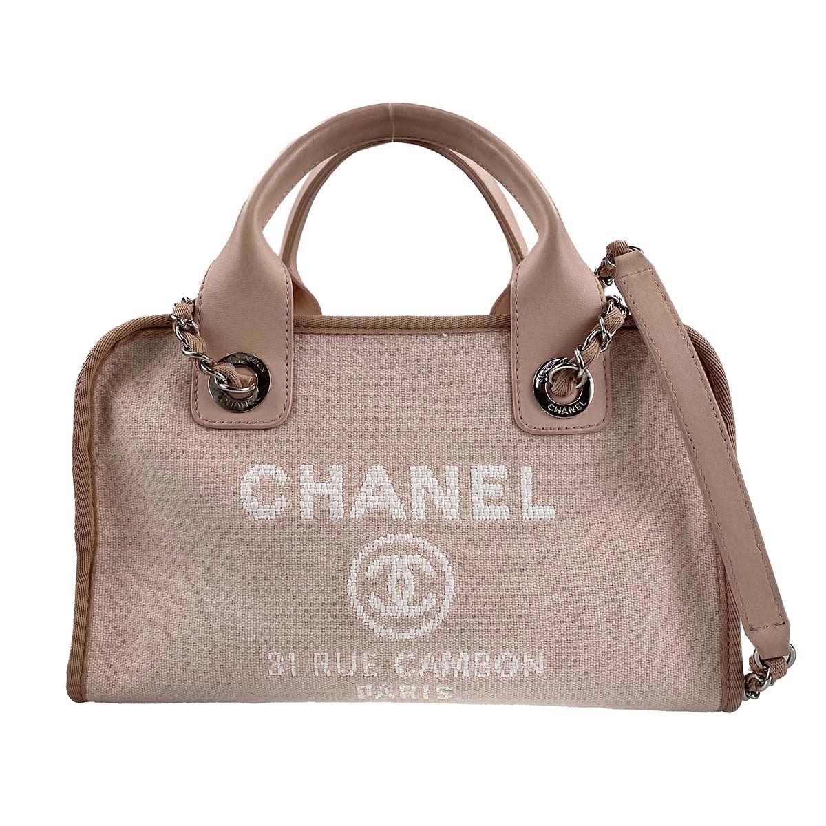 シャネル ドーヴィル キャンバス ピンク 2WAY ハンドバッグ