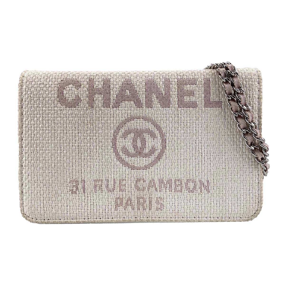 シャネル ドーヴィル キャンバス ホワイト ショルダーバッグ