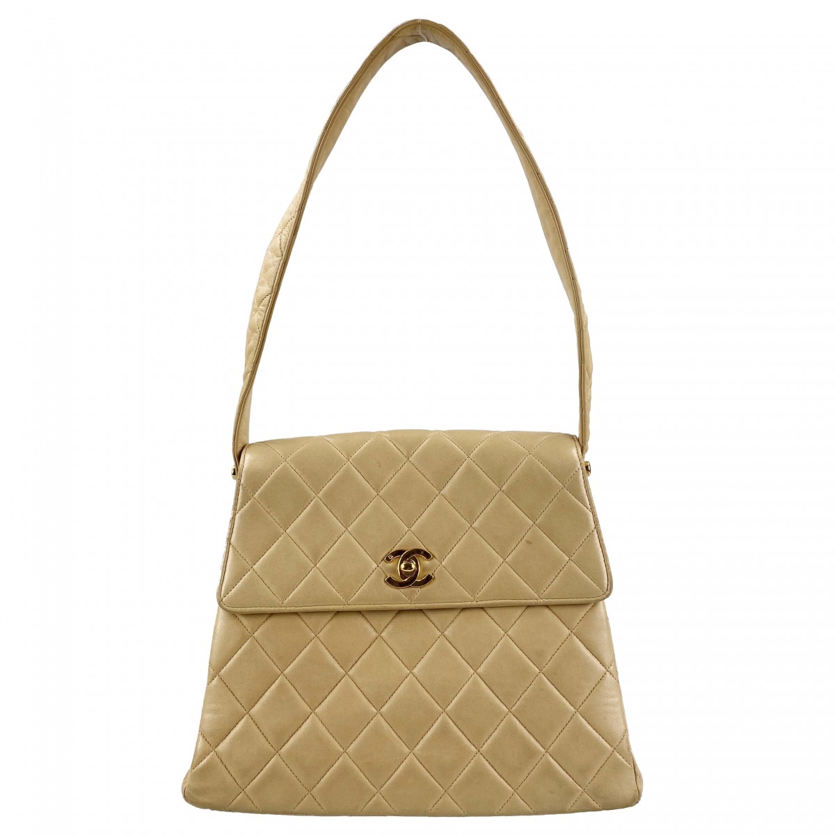 シャネル マトラッセ レザー ベージュ ショルダーバッグ