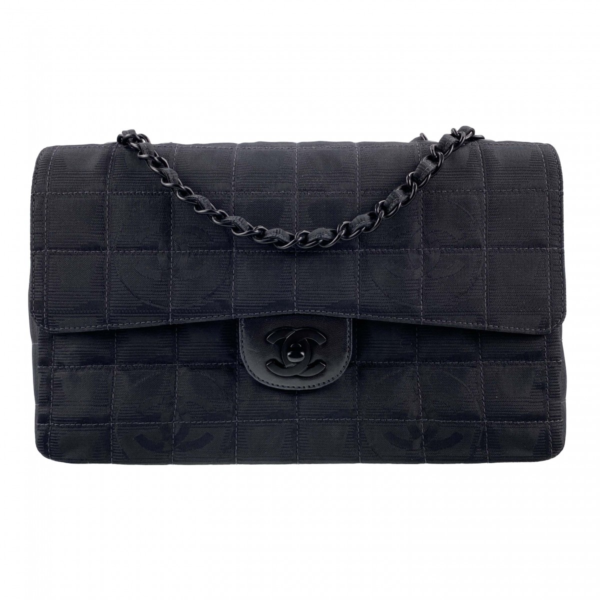 シャネル ニュートラベルライン ナイロンジャガード ブラック ショルダーバッグ