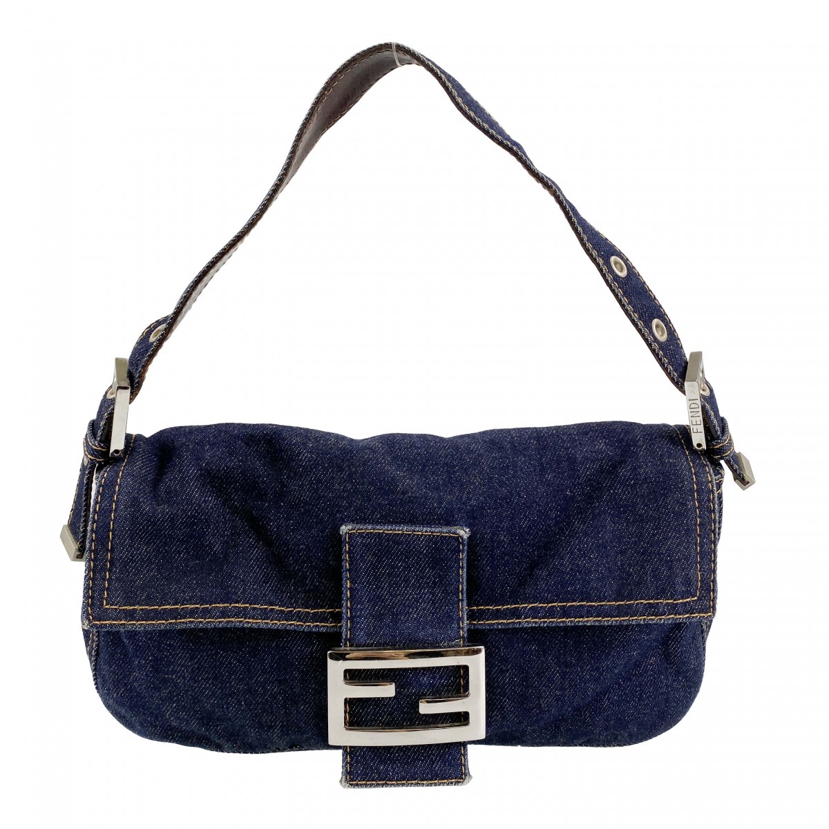 フェンディ マンマバゲット デニム ショルダーバッグ