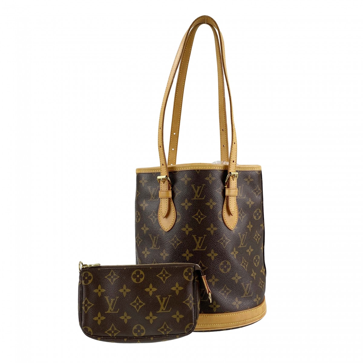 ルイ・ヴィトン モノグラム バケットPM ブラウン ショルダーバッグ