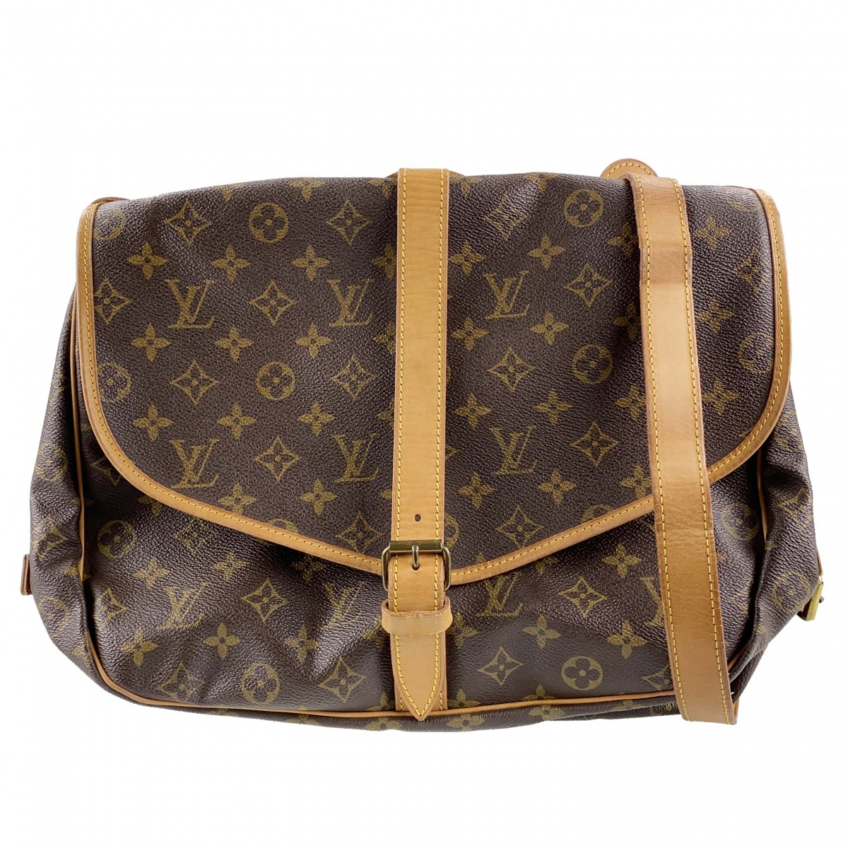 ルイ・ヴィトン モノグラム ソミュール35 ブラウン ショルダーバッグ