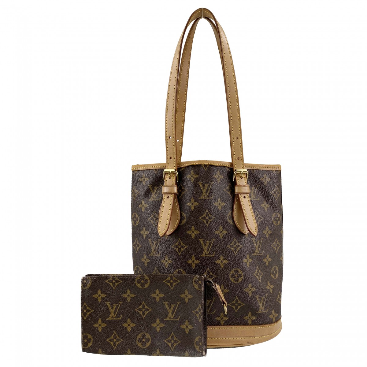 ルイ・ヴィトン モノグラム バケットPM ブラウン ショルダーバッグ