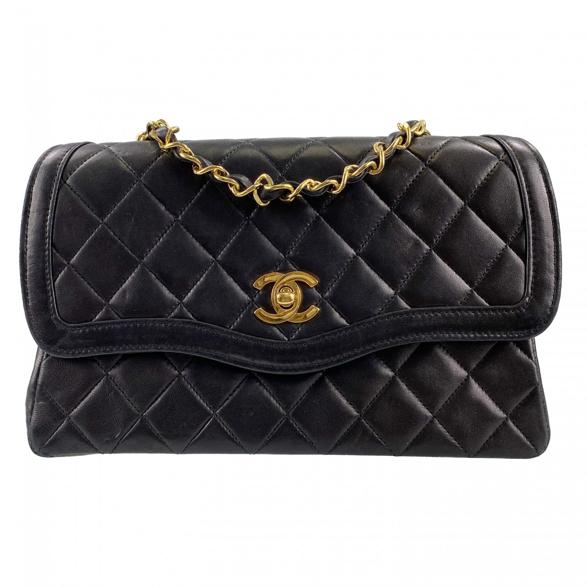 シャネル マトラッセ ラムスキン 23㎝ ブラック ショルダーバッグ