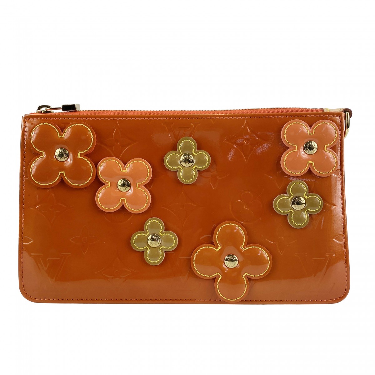 ルイ・ヴィトン モノグラム ヴェルニ フラワー レキシントン オレンジ アクセサリーポーチ