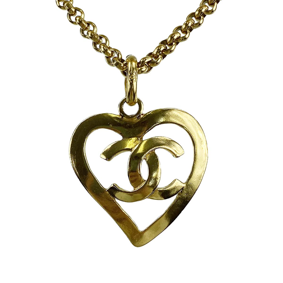 シャネル ゴールドメッキ CCロゴ ハート ゴールド ネックレス