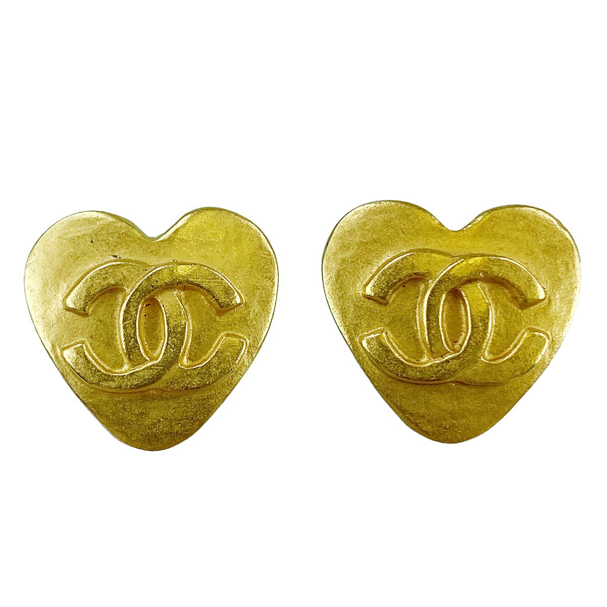 シャネル ゴールドメッキ CCロゴ ハート ゴールド イヤリング