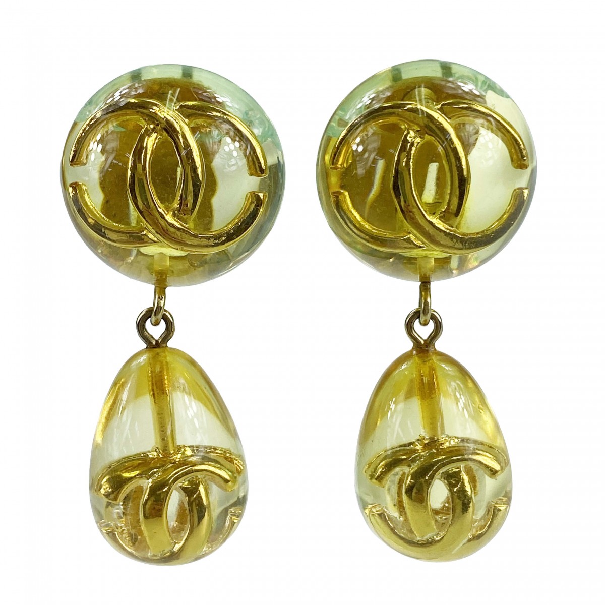 シャネル プラスティック CCロゴ ゴールド イヤリング
