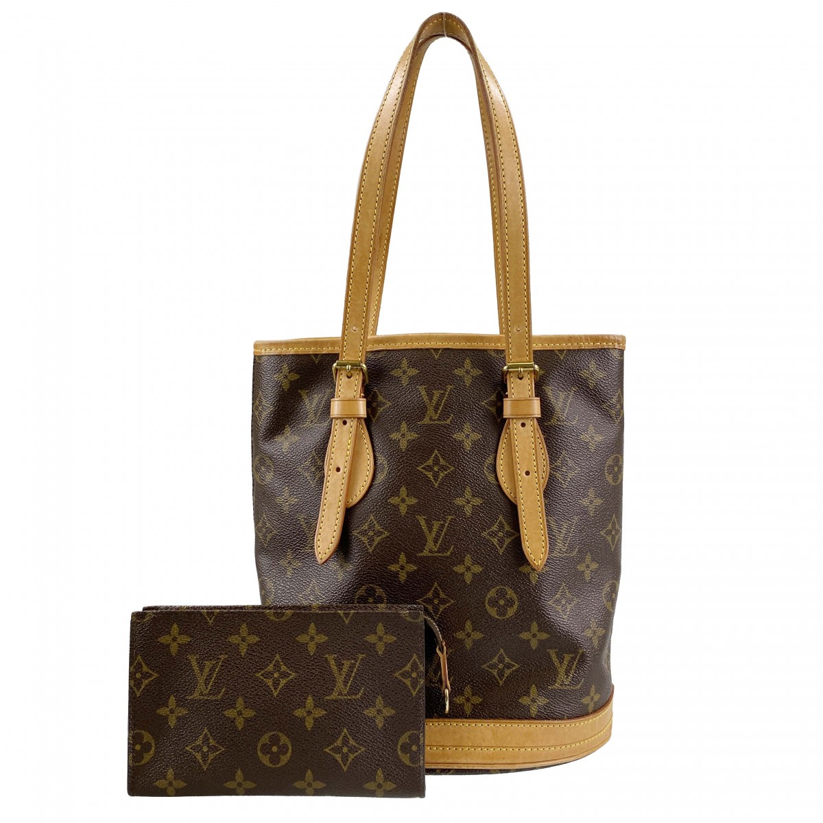 ルイ・ヴィトン モノグラム バケットPM ブラウン ショルダーバッグ