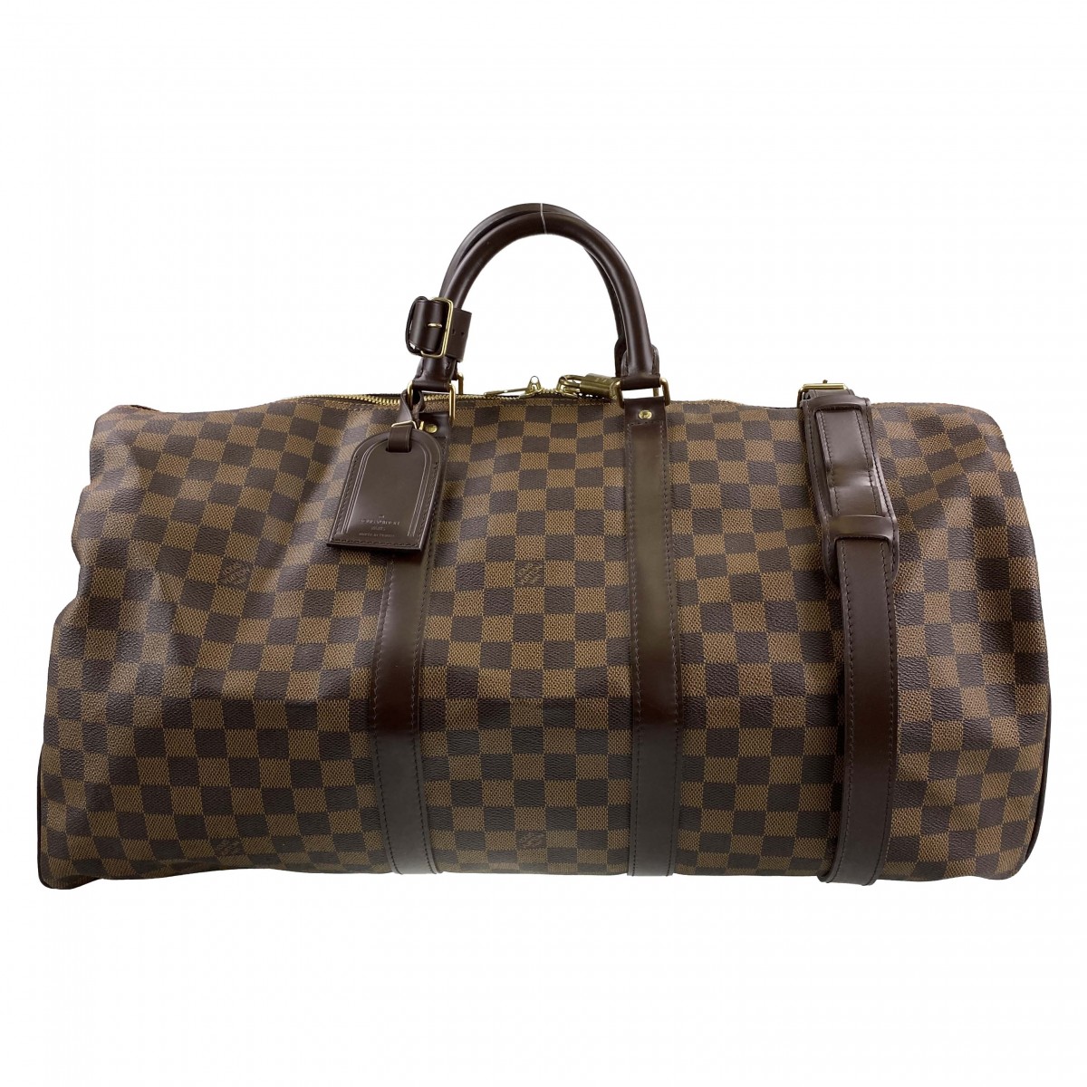 ルイ・ヴィトン ダミエ エベヌ キーポル バンドリエール55 ブラウン ボストンバッグ