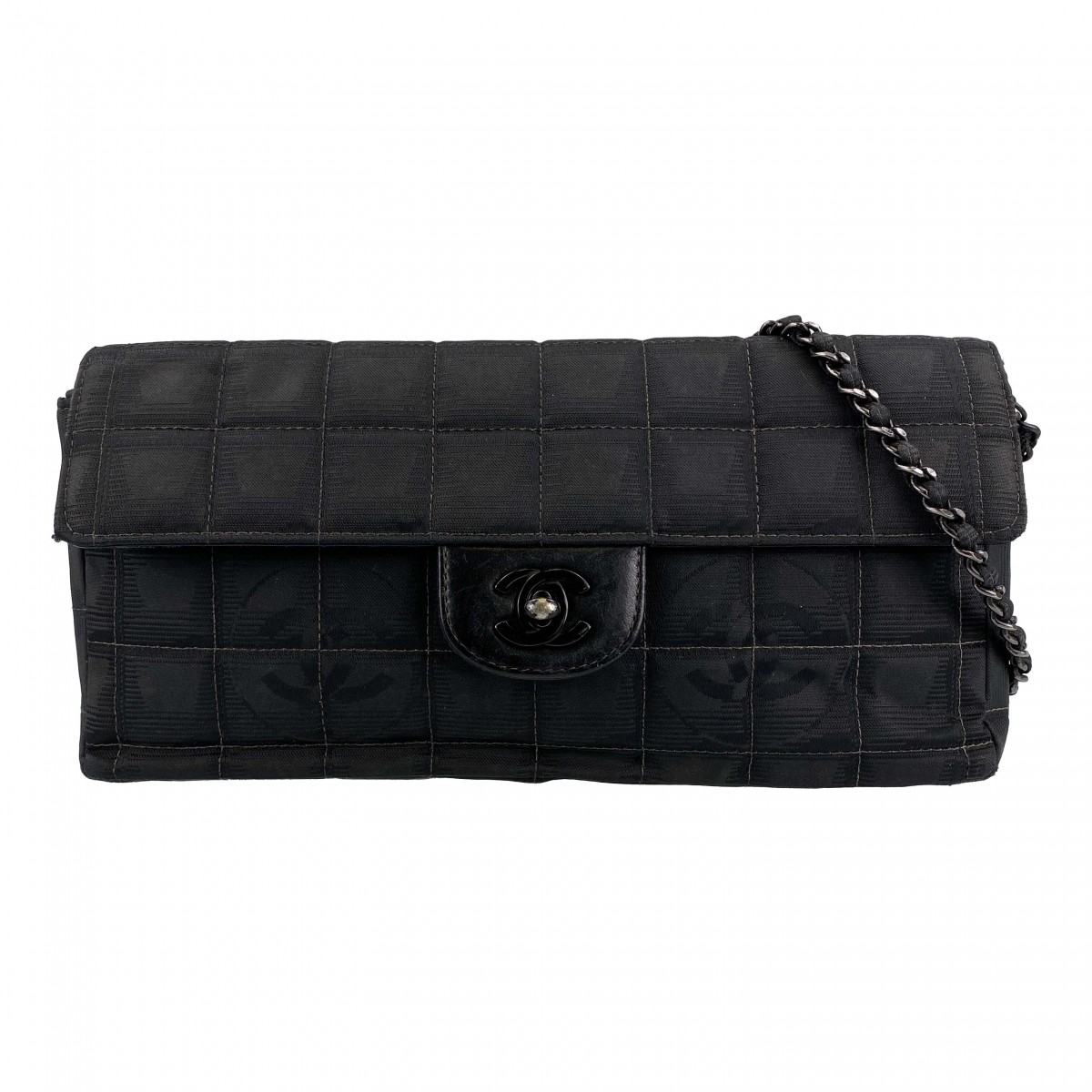 シャネル ニュートラベルライン ナイロンジャガード ブラック ショルダーバッグ