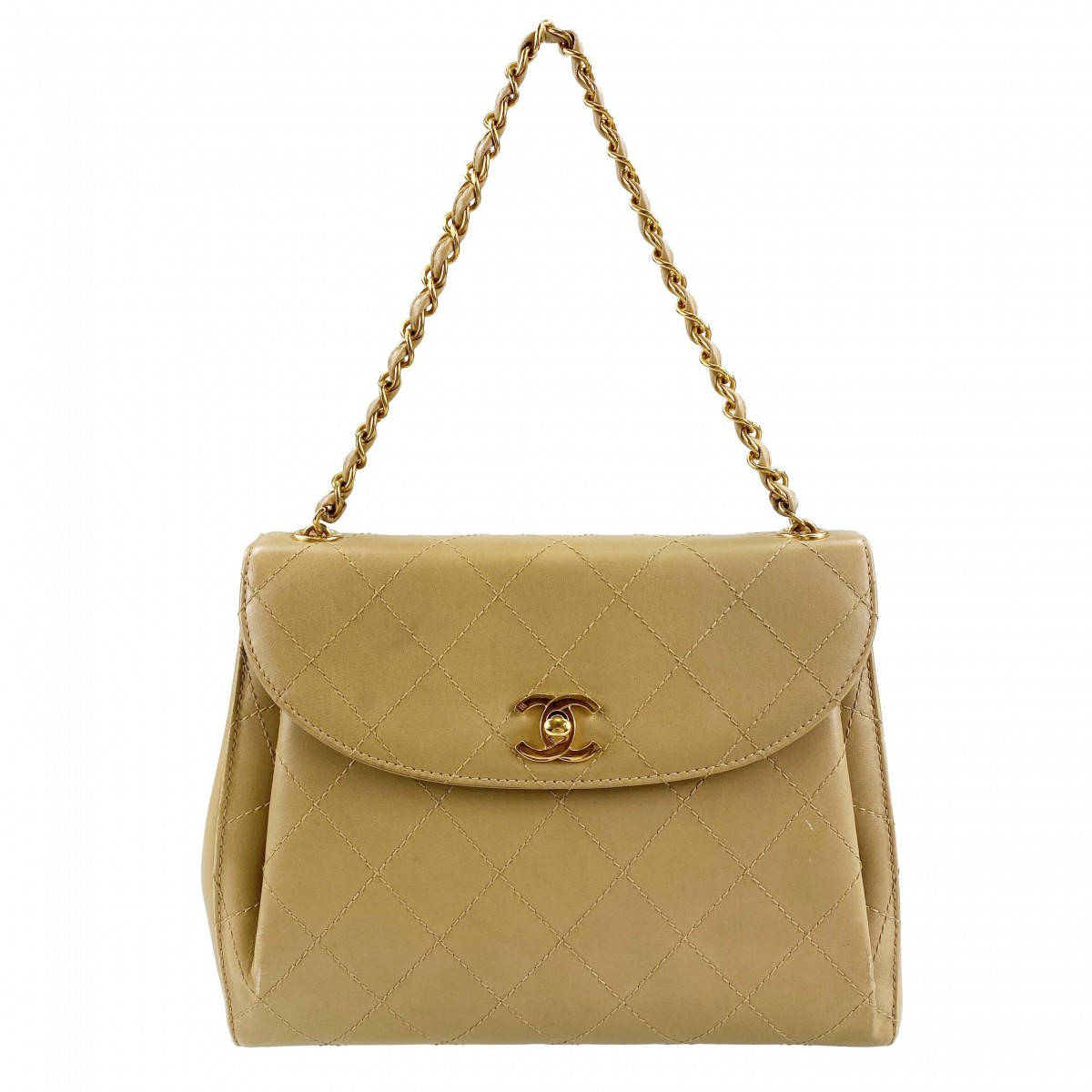 シャネル マトラッセ レザー ベージュ ハンドバッグ