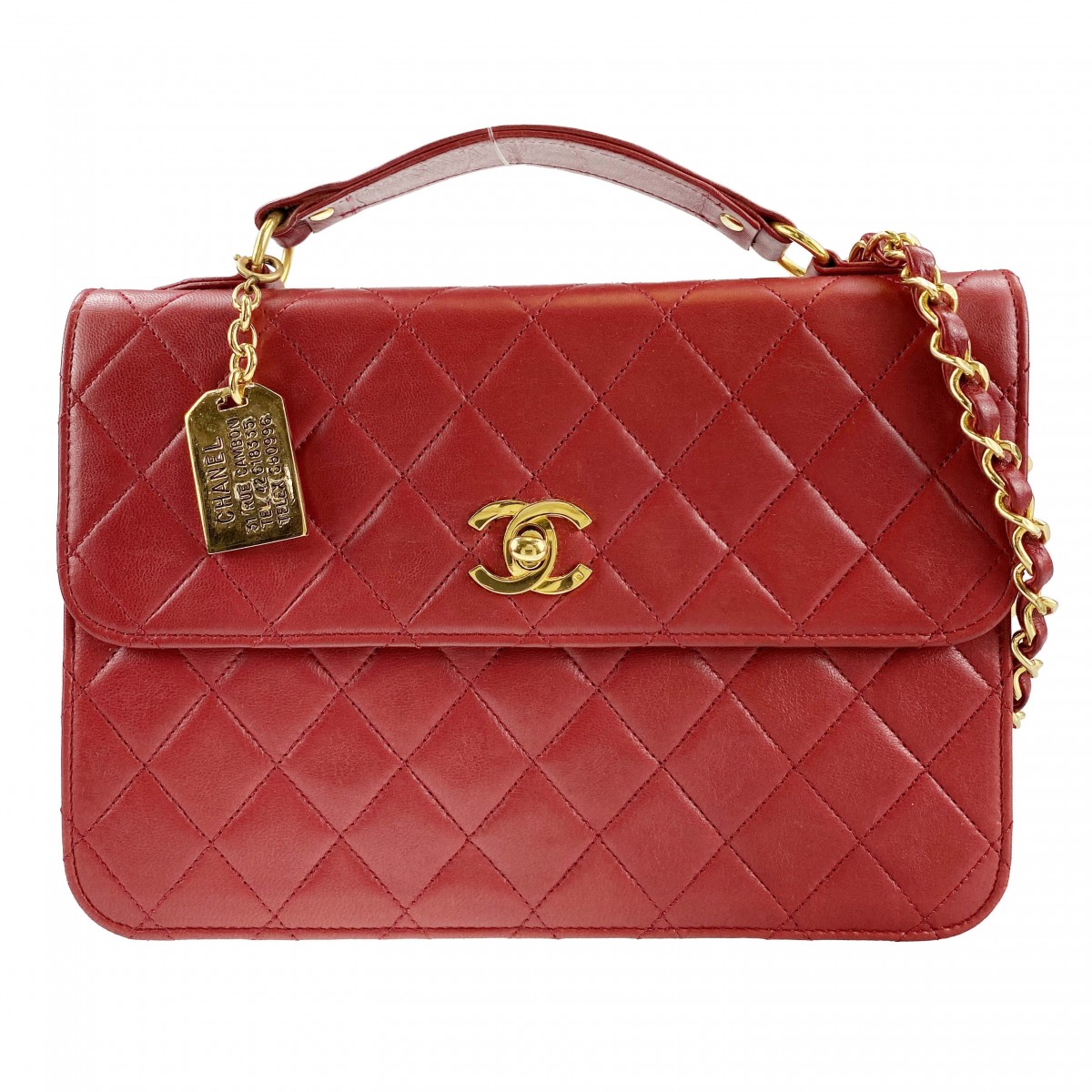 シャネル マトラッセ ラムスキン レッド 2WAY ショルダーバッグ