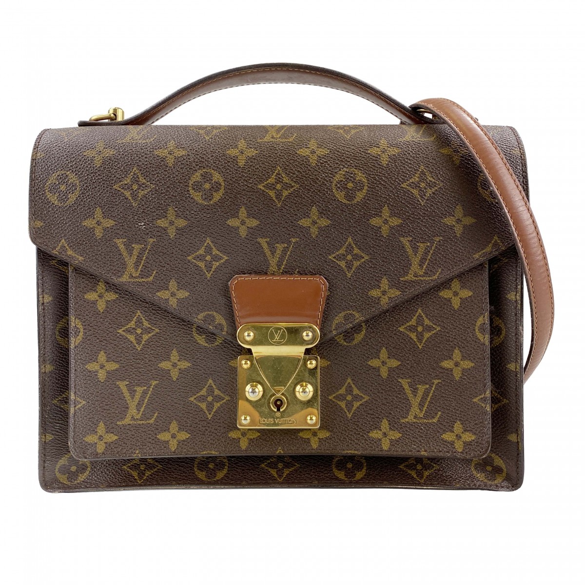ルイ・ヴィトン モノグラム モンソー28 ブラウン 2WAY ハンドバッグ