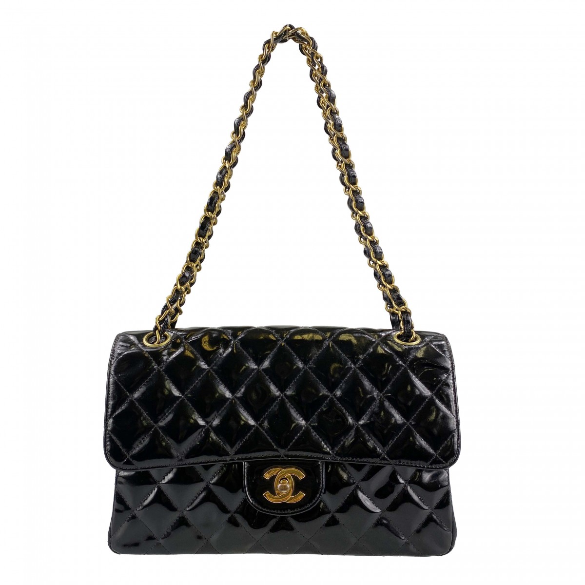 シャネル マトラッセ パテント ブラック ショルダーバッグ