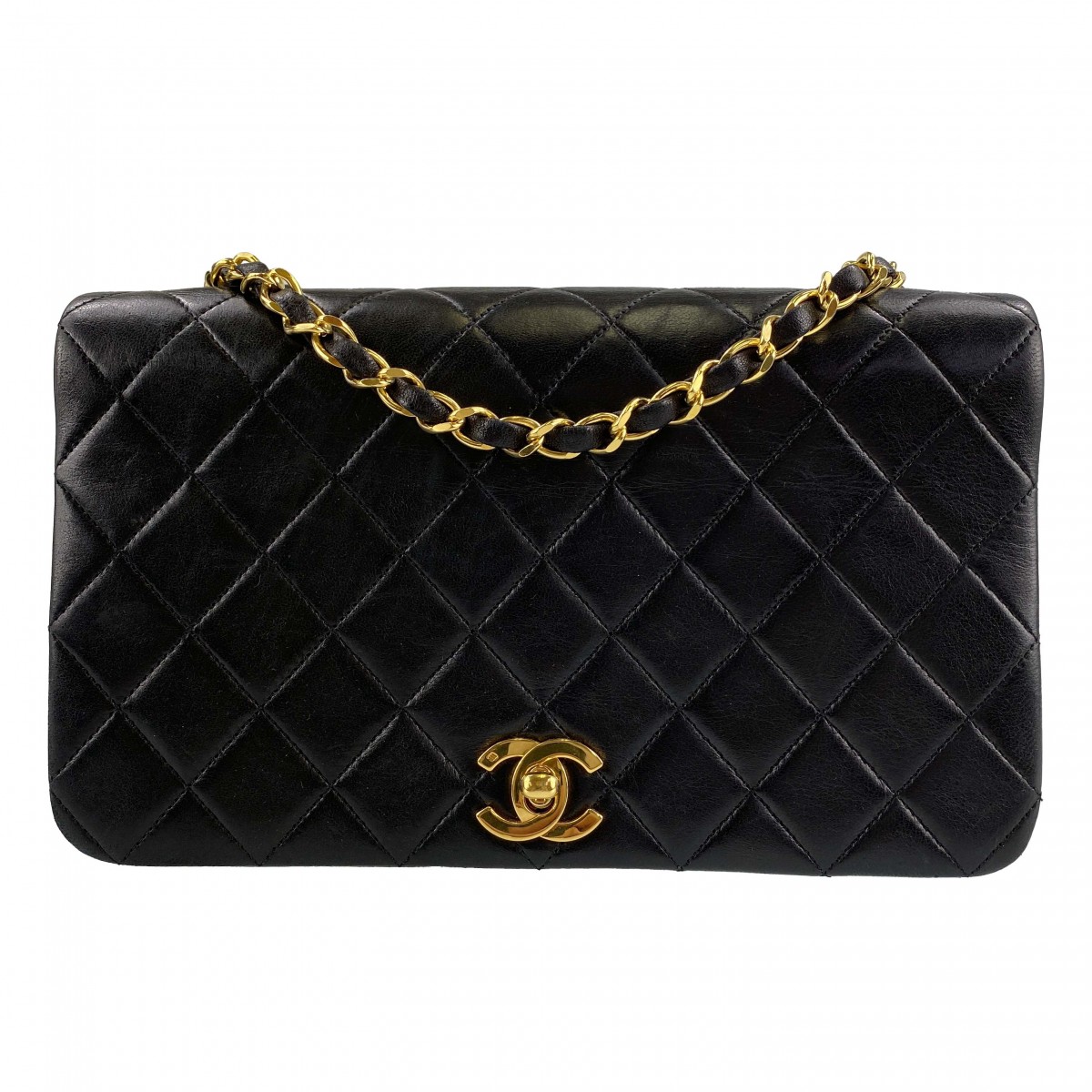 シャネル マトラッセ ラムスキン 24㎝ ブラック ショルダーバッグ