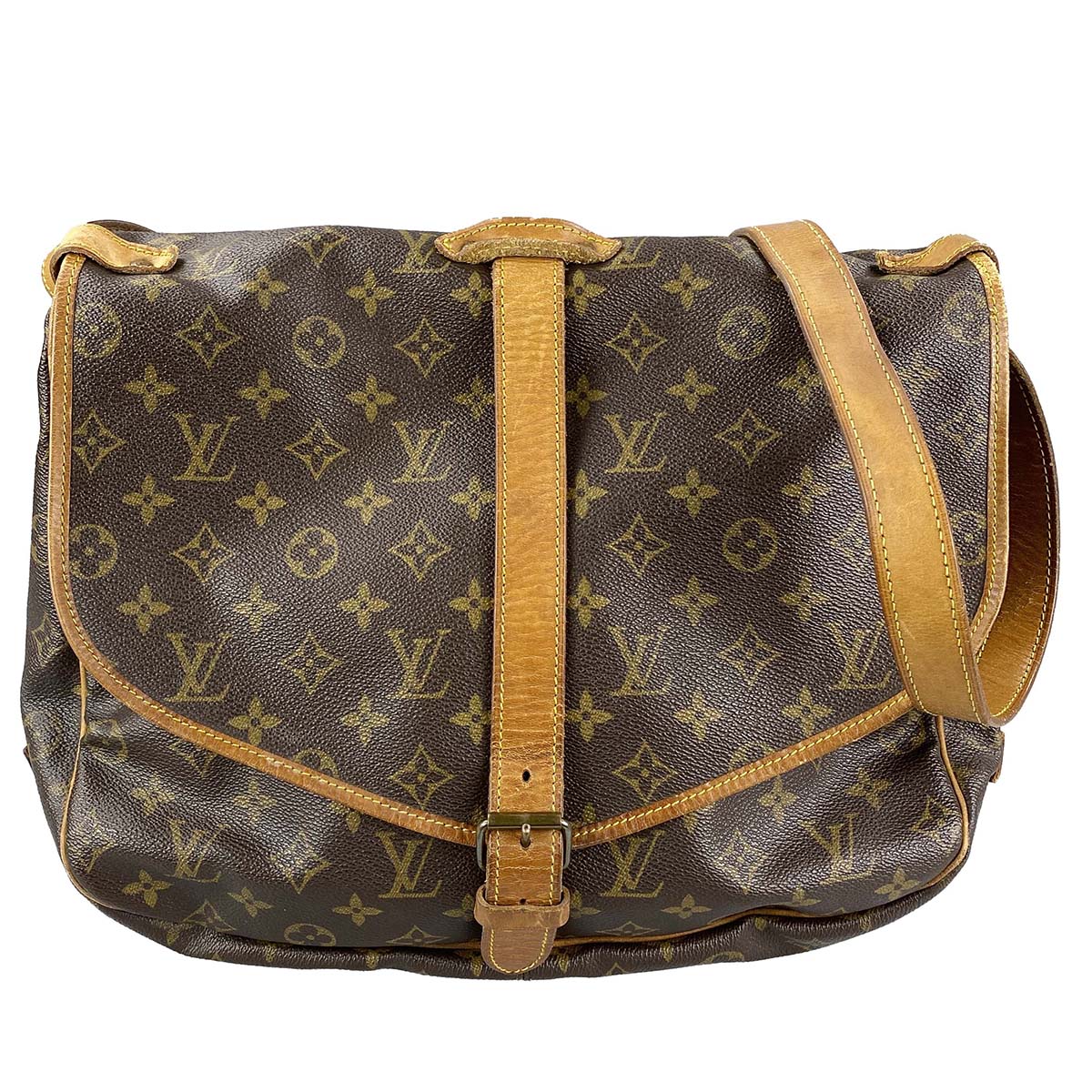 ルイ・ヴィトン モノグラム ソミュール35 ブラウン ショルダーバッグ