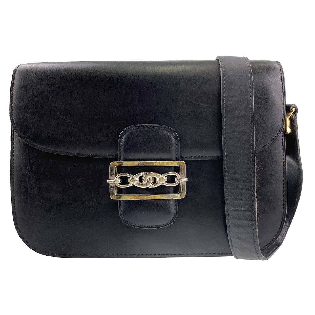 セリーヌ レザー ブラック ショルダーバッグ