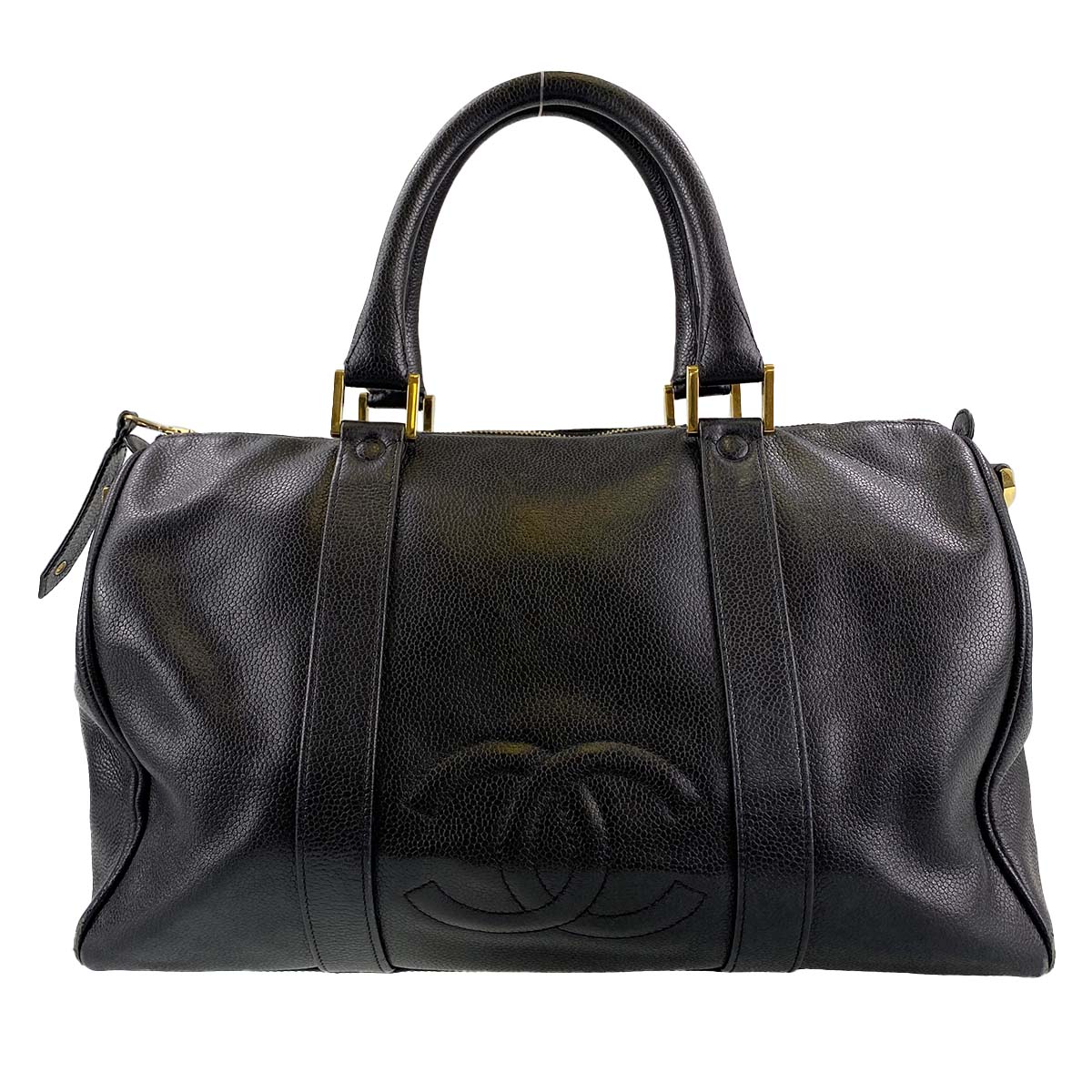 シャネル キャビアスキン ブラック ボストンバッグ