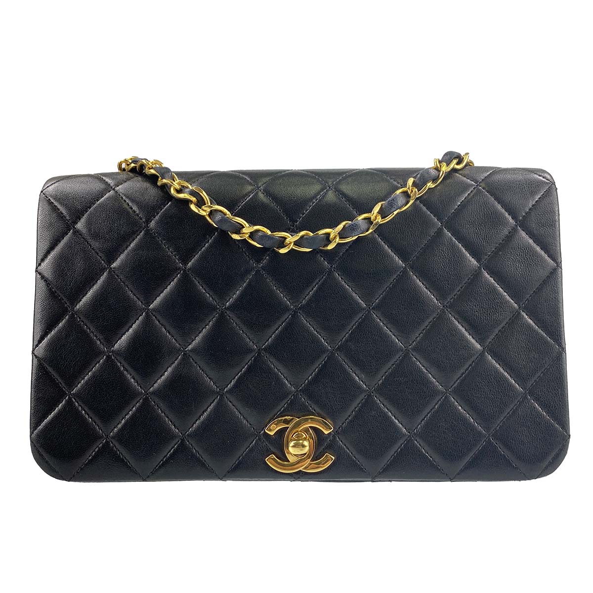 シャネル マトラッセ ラムスキン 24㎝ ブラック ショルダーバッグ