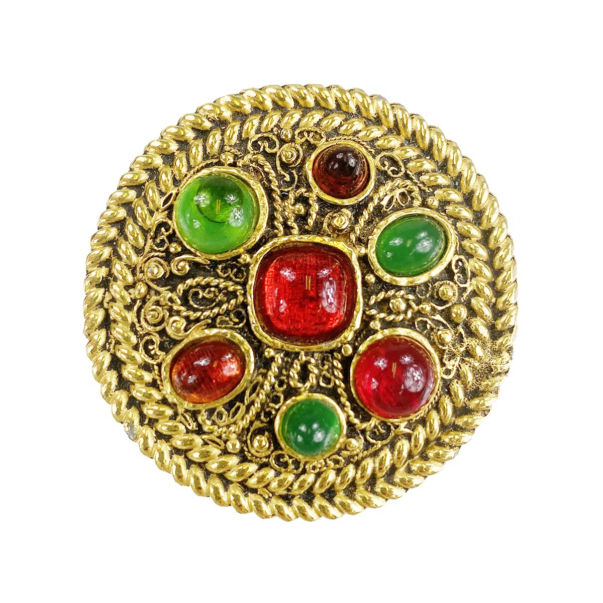 シャネル グリポア ゴールドメッキ ガラス ゴールド ブローチ