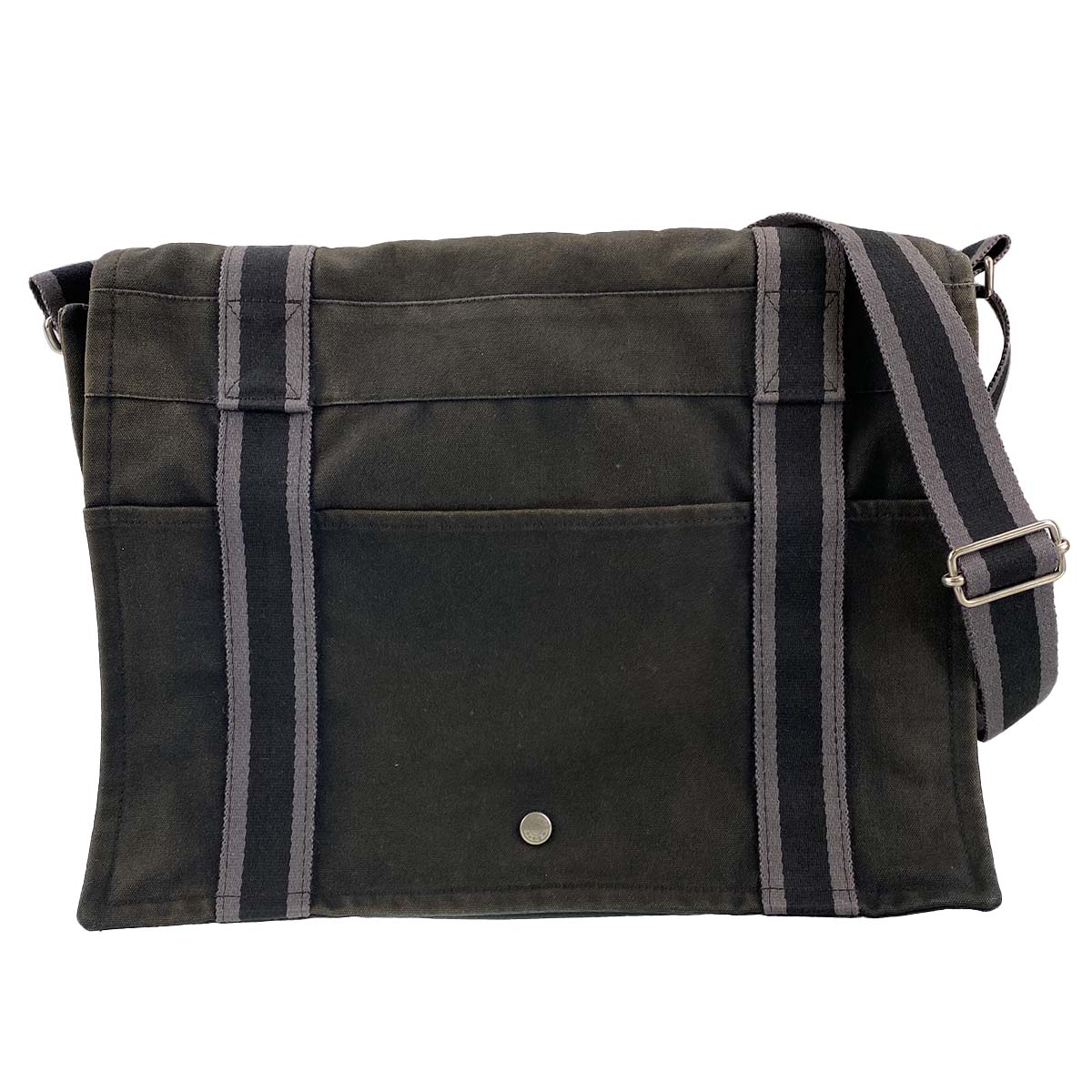 エルメス フールトゥ バサスMM コットンキャンバス ブラック ショルダーバッグ