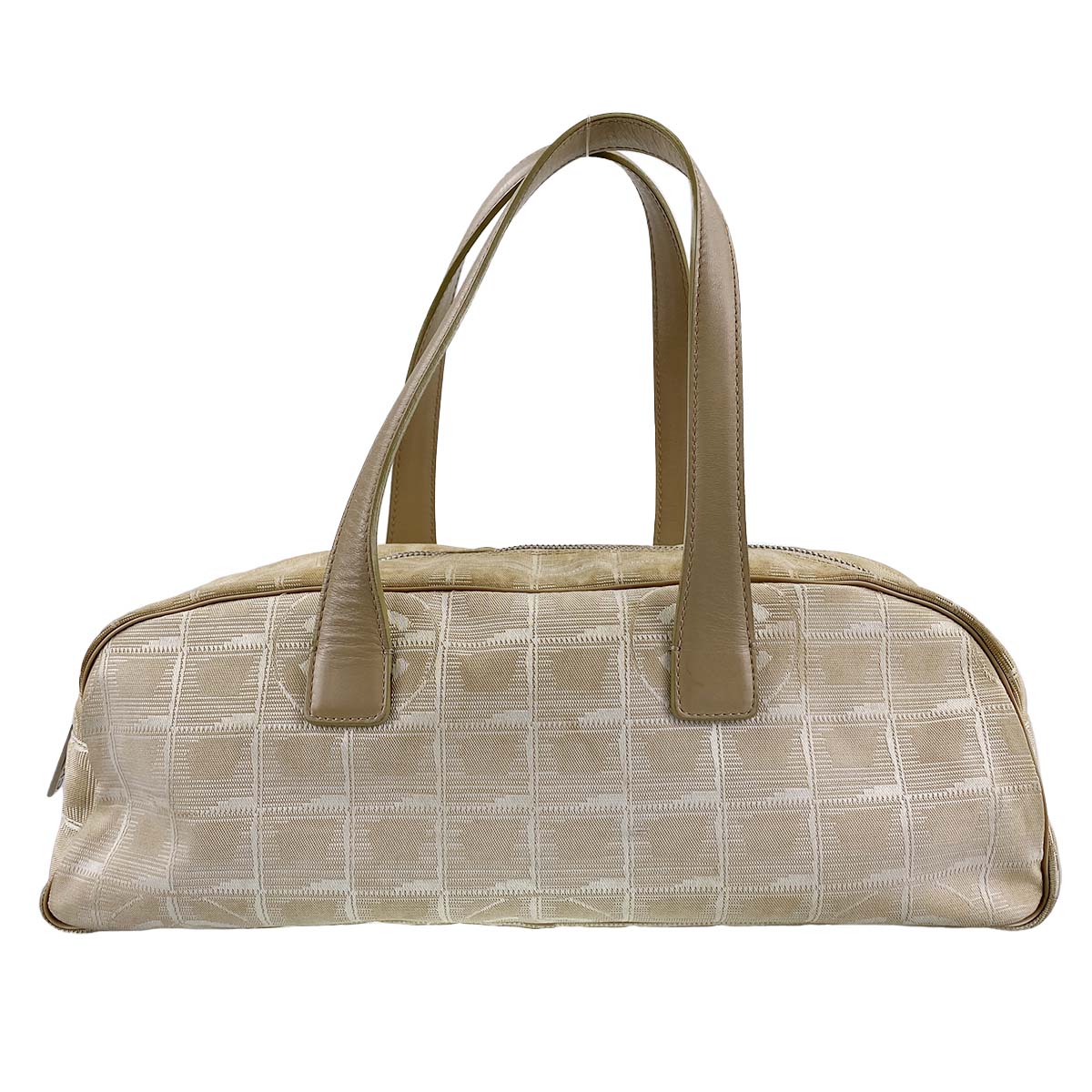 シャネル ニュートラベルライン ナイロンジャガード ベージュ ミニ ボストンバッグ