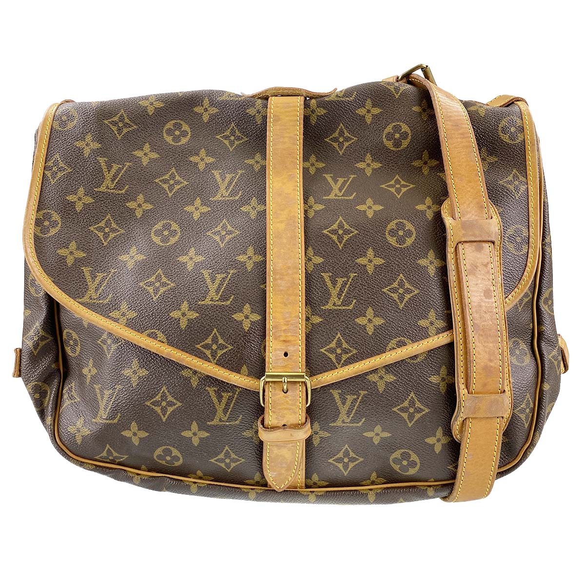 ルイ・ヴィトン モノグラム ソミュール35 ブラウン ショルダーバッグ