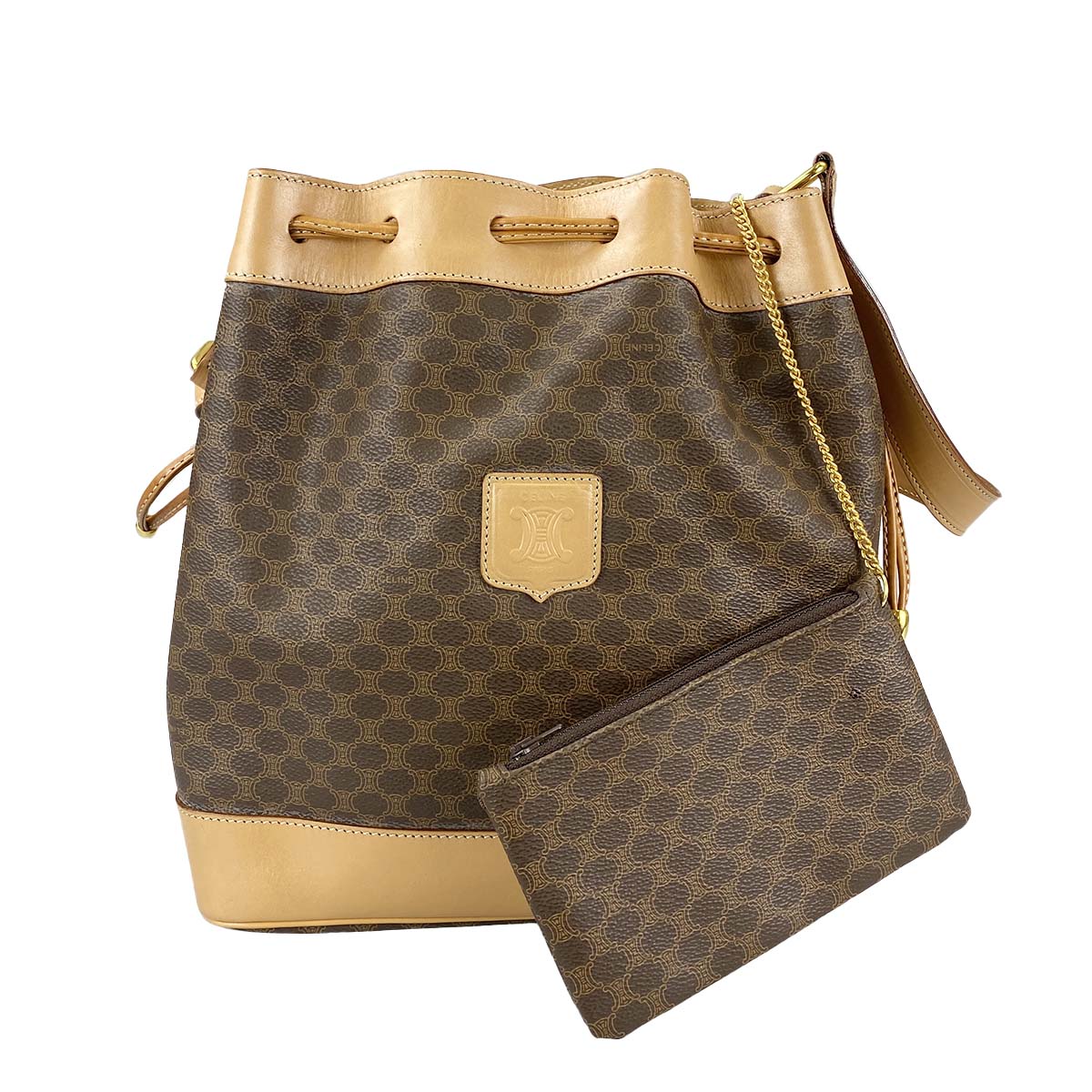 セリーヌ マカダム 巾着型 ショルダーバッグ