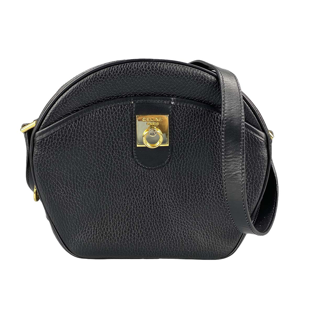 セリーヌ ガンチーニ レザー ブラック ショルダーバッグ