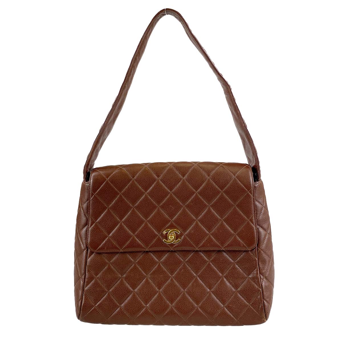 シャネル マトラッセ キャビアスキン ブラウン ショルダーバッグ