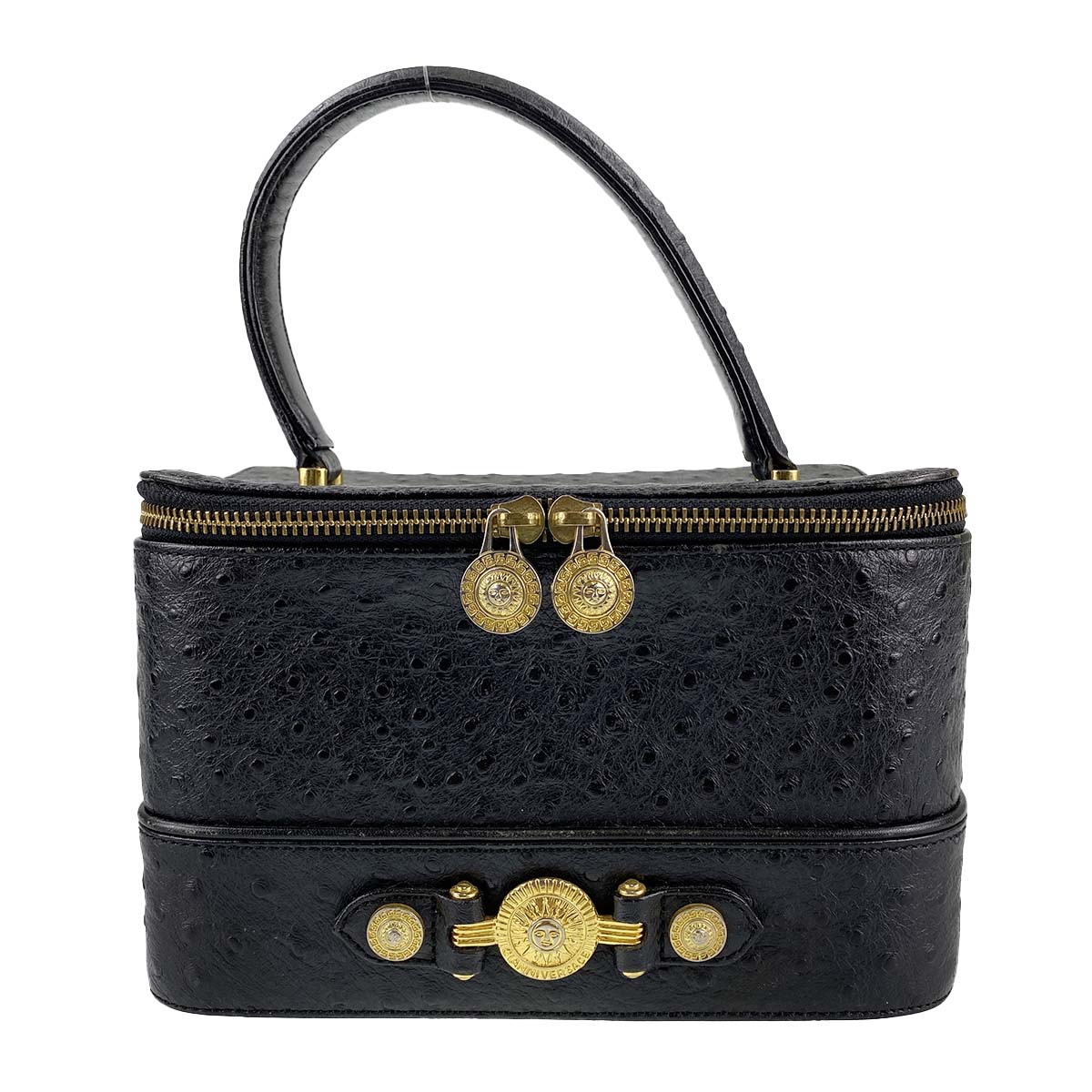 ジャンニ・ヴェルサーチェ オーストリッチ型押し バニティ ハンドバッグ