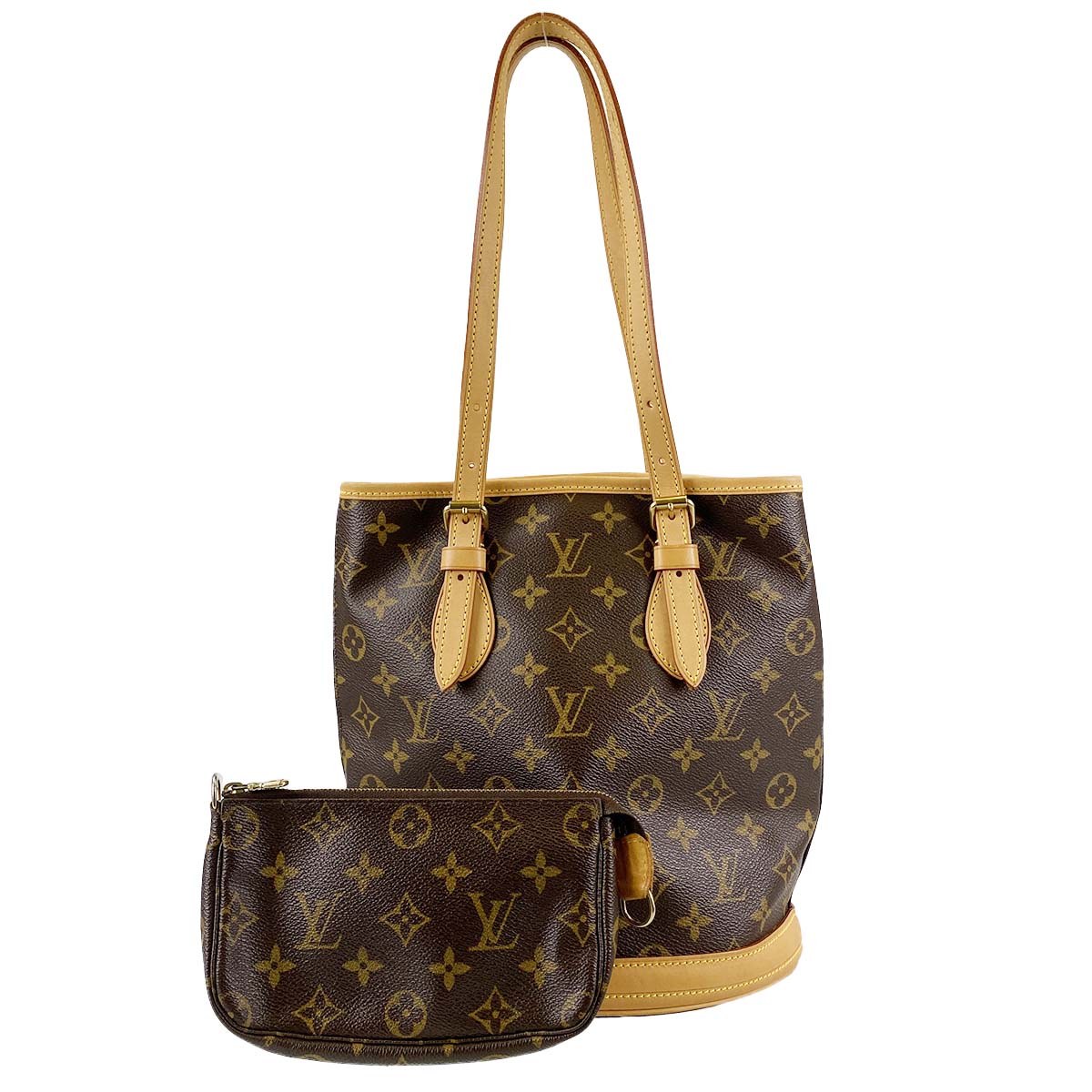 ルイ・ヴィトン モノグラム バケットPM  ブラウン ショルダーバッグ