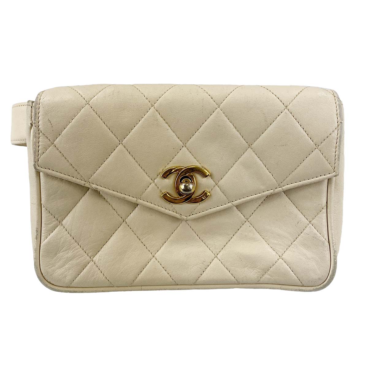 シャネル マトラッセ ラムスキン クリーム ウエストバッグ