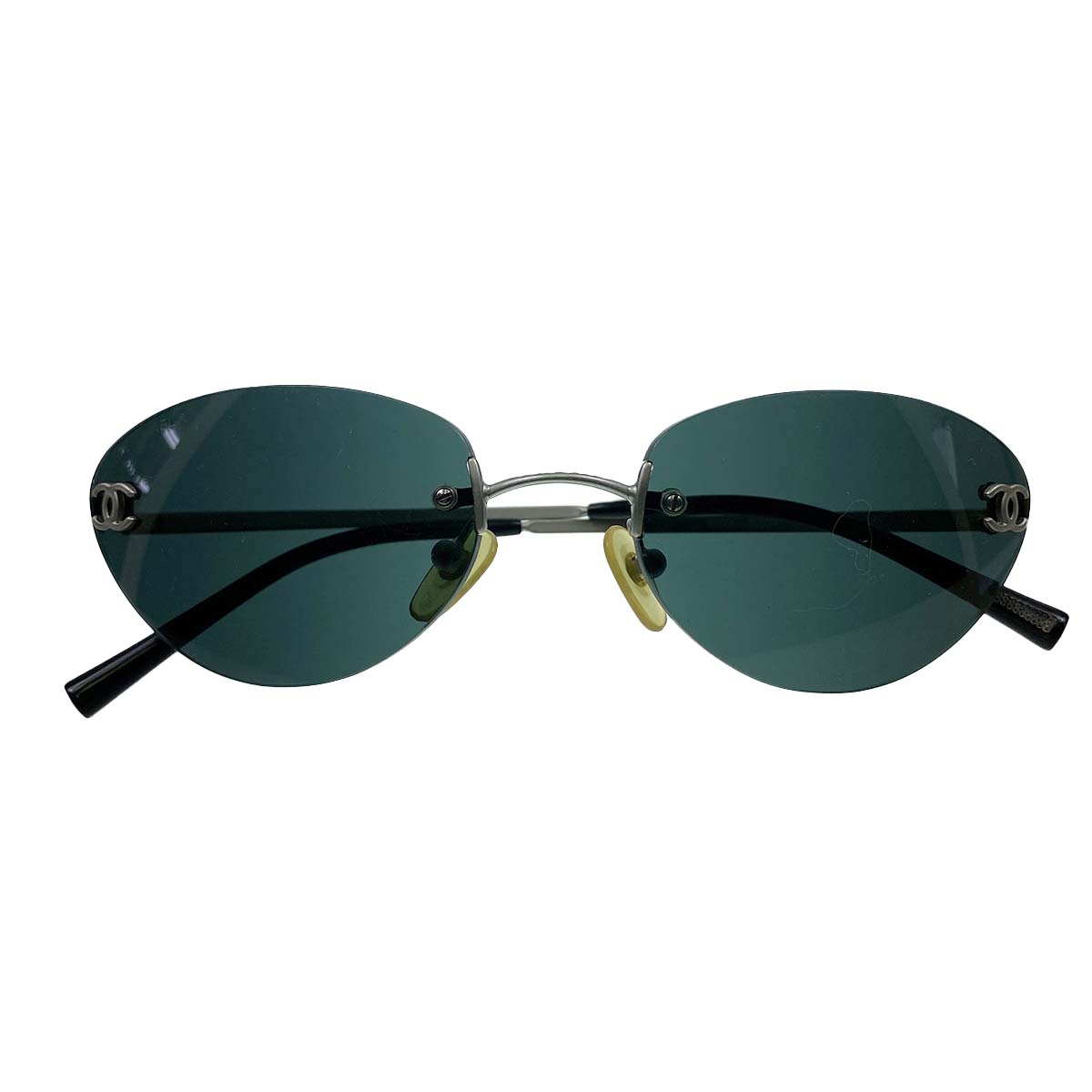 シャネル シルバー ブラック フチなし サングラス