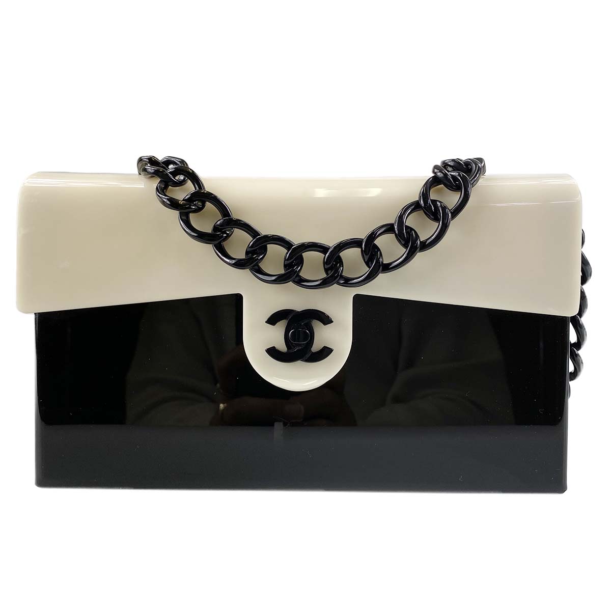 シャネル バイカラー プラスティック ブラック ホワイト ショルダーバッグ