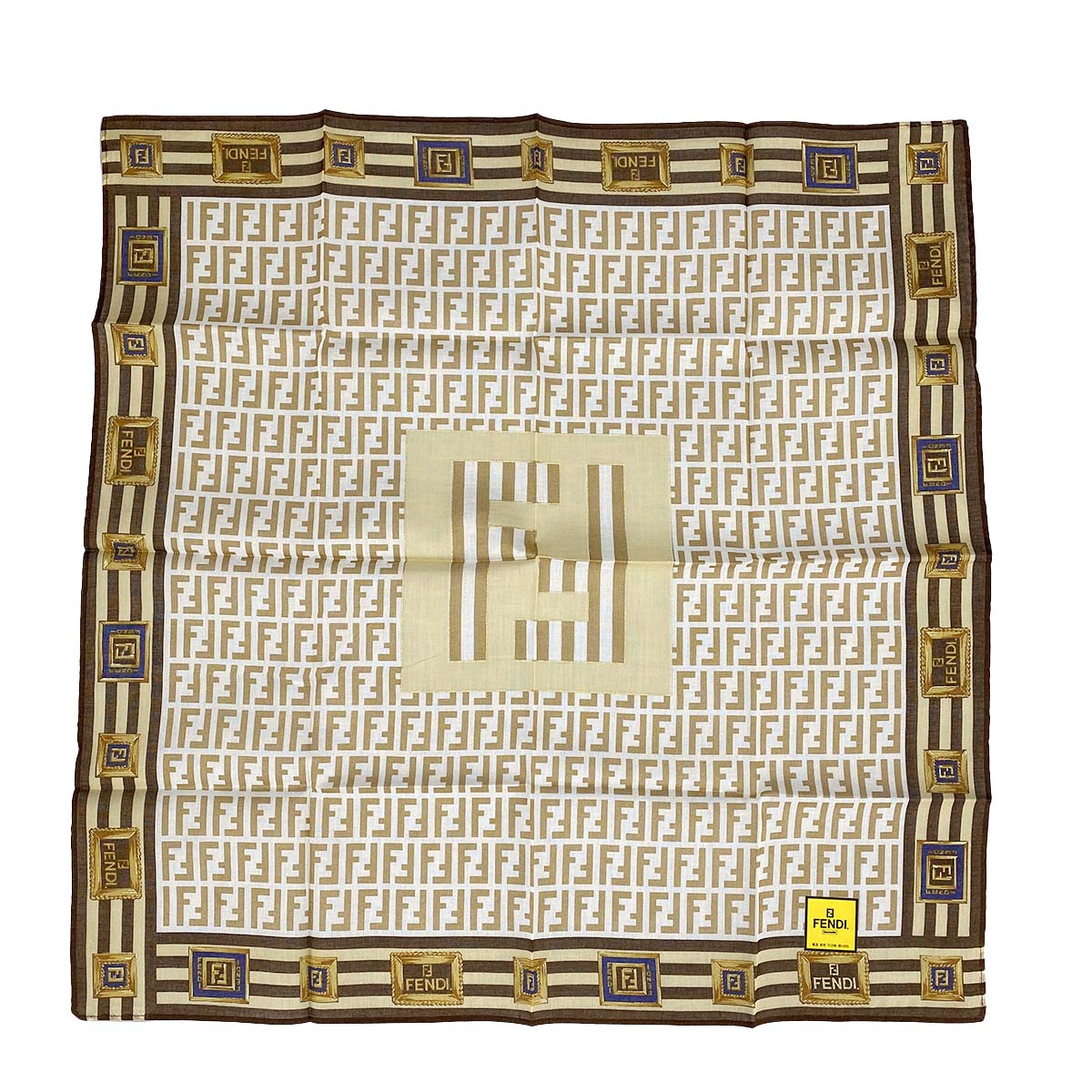 フェンディ ズッキーノ シルク ブラウン スカーフ