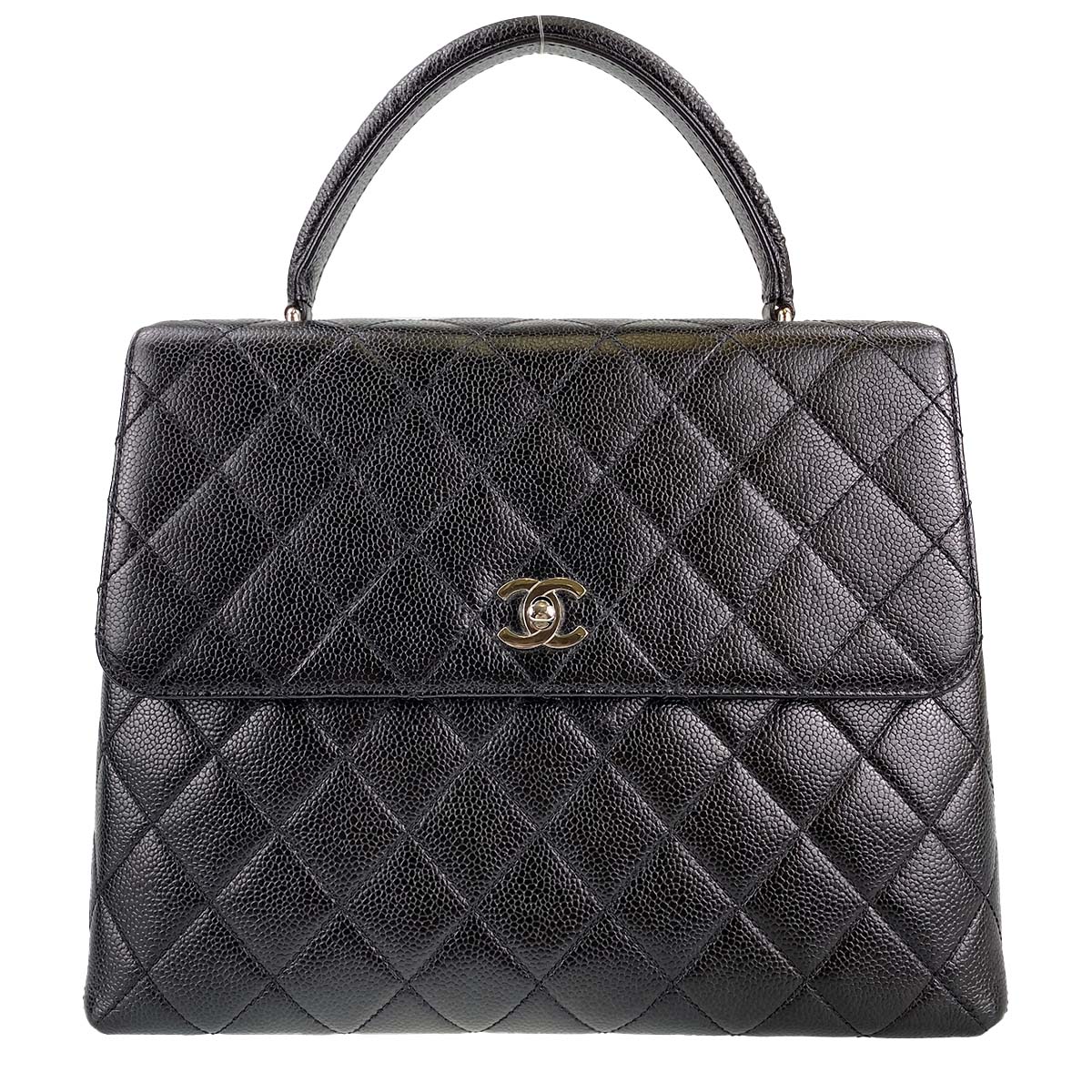 シャネル マトラッセ キャビアスキン ブラック ハンドバッグ