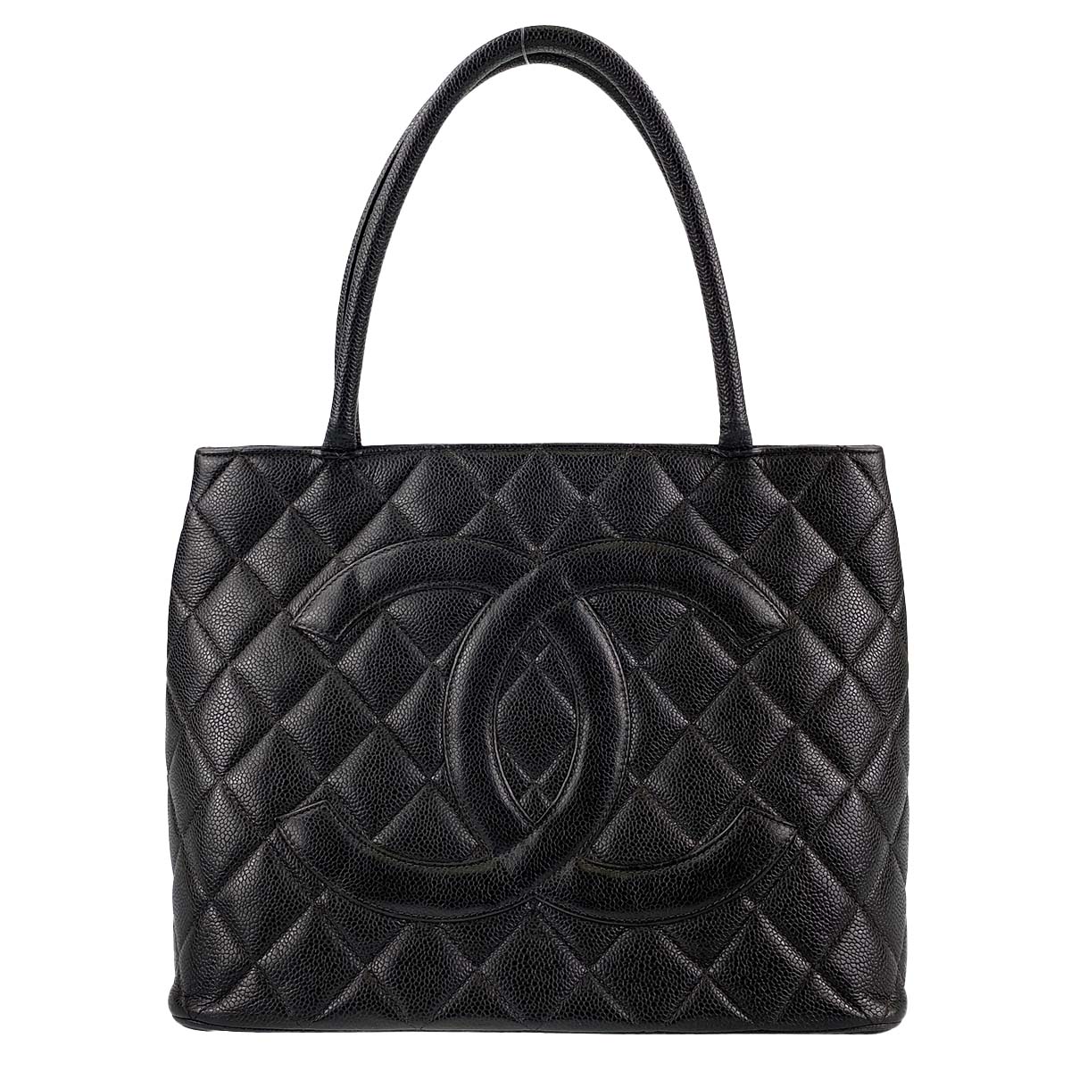 シャネル 復刻トート マトラッセ キャビアスキン ブラック トートバッグ