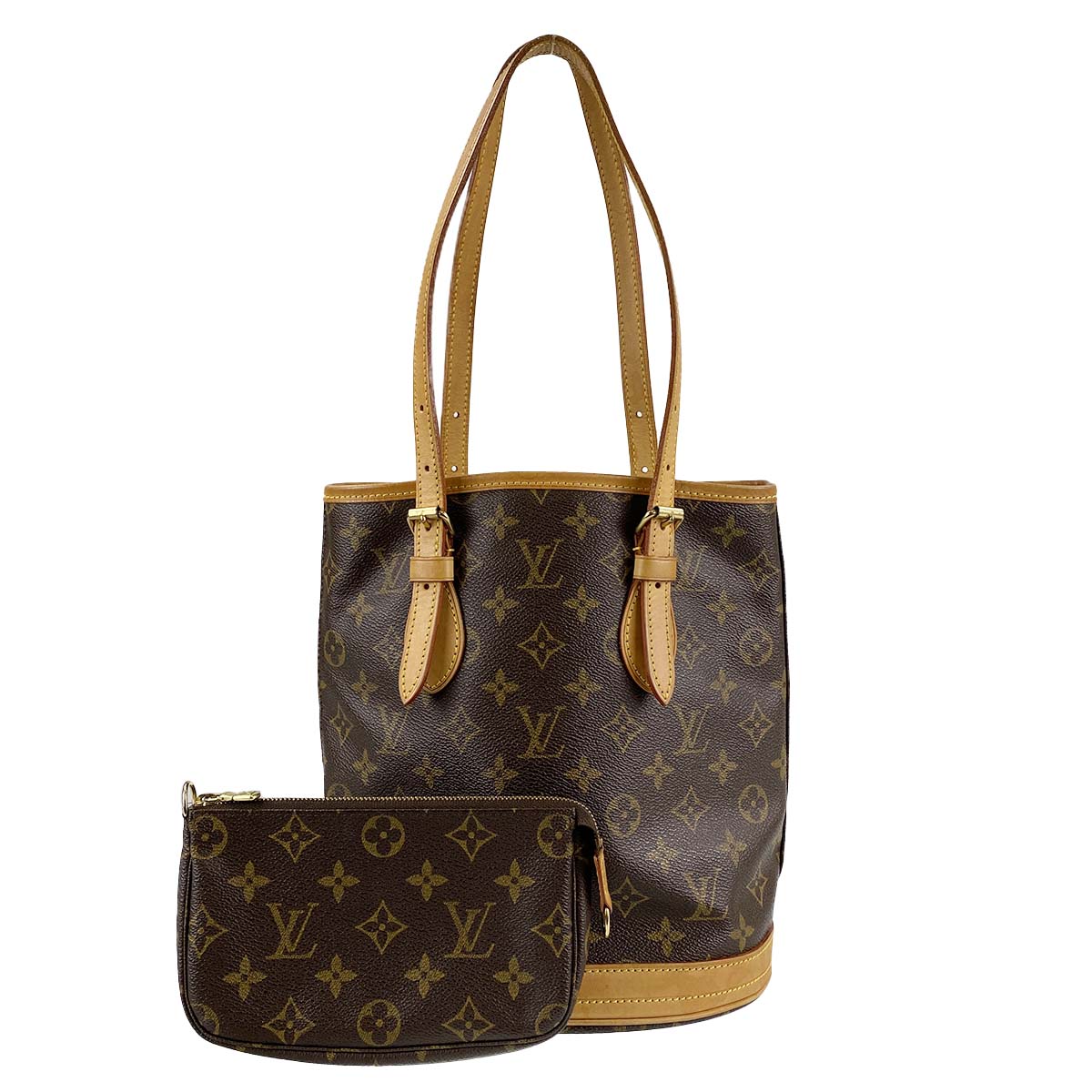 ルイ・ヴィトン モノグラム バケットPM ブラウン ショルダーバッグ