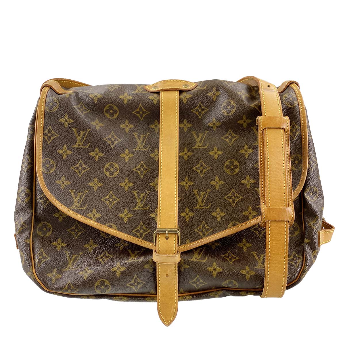 ルイ・ヴィトン モノグラム ソミュール35 ブラウン ショルダーバッグ