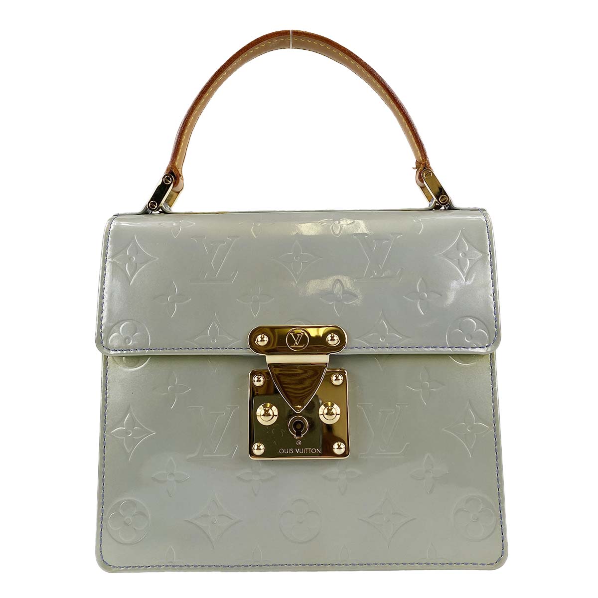 ルイ・ヴィトン モノグラム ヴェルニ スプリングストリート ライムイエロー ハンドバッグ