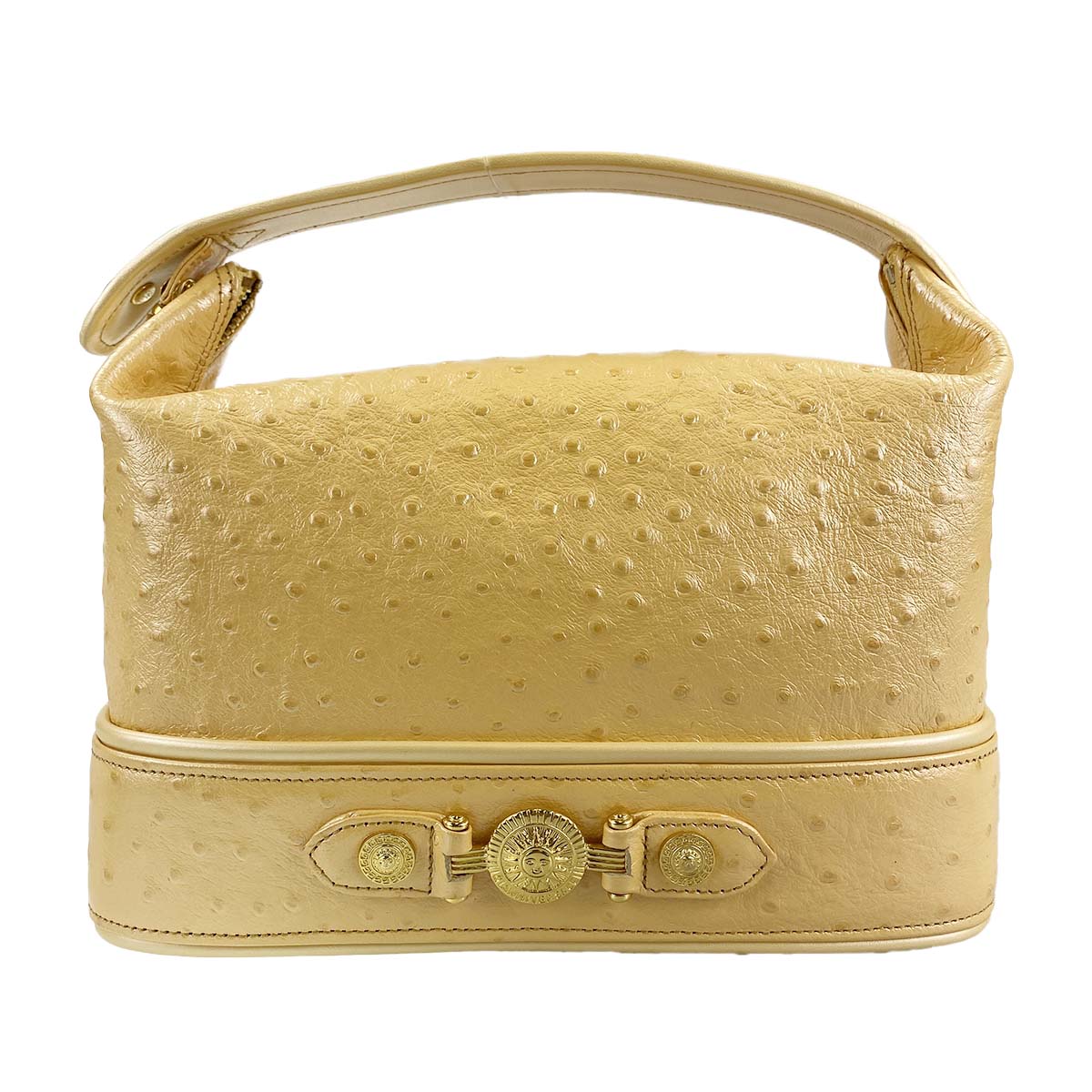 ジャンニ・ヴェルサーチェ オーストリッチ型押し ハンドバッグ