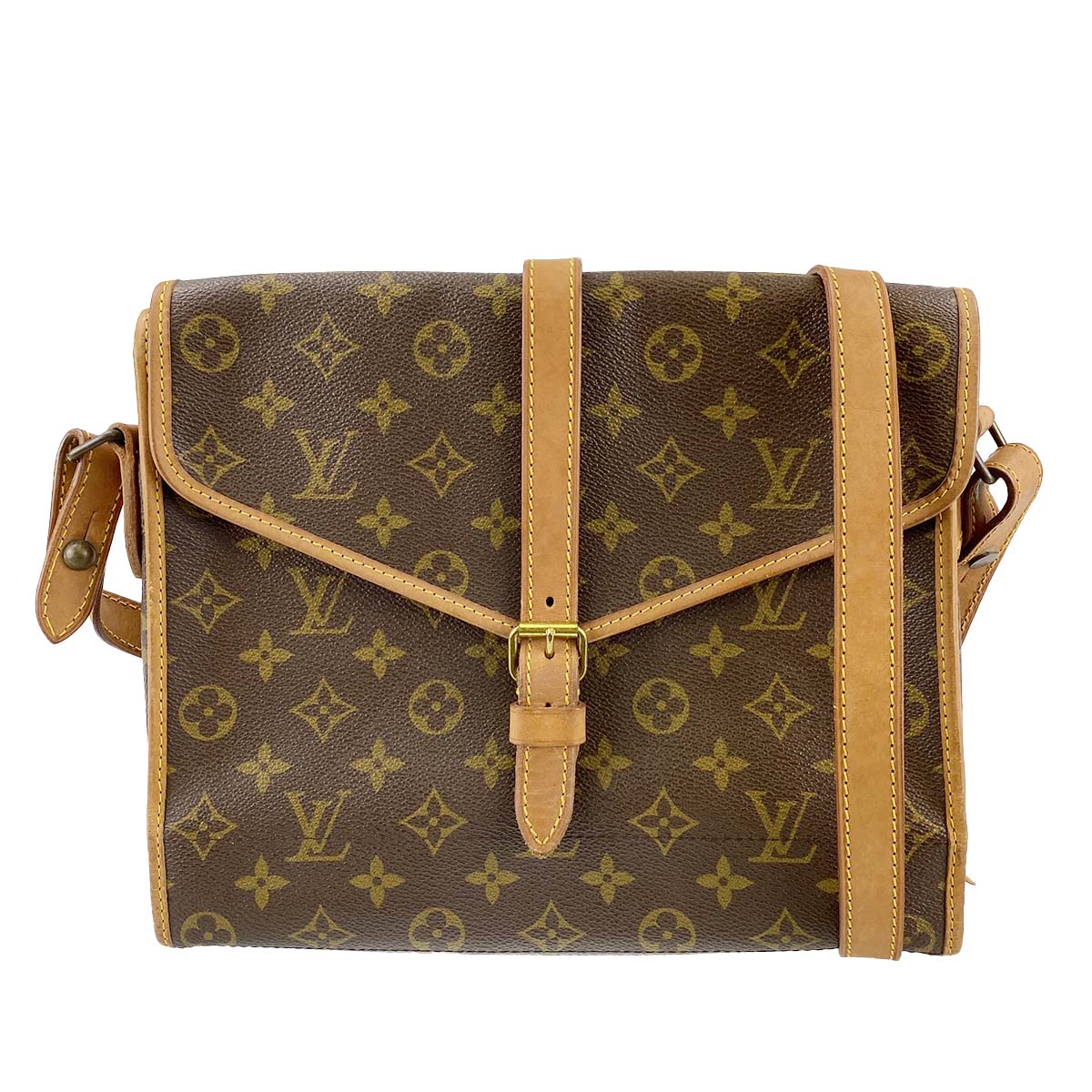 ルイ・ヴィトン モノグラム ポータブル セルヴェット ブラウン ショルダーバッグ