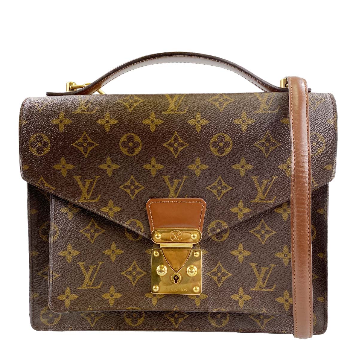 ルイ・ヴィトン モノグラム モンソー28 ブラウン 2WAY ハンドバッグ
