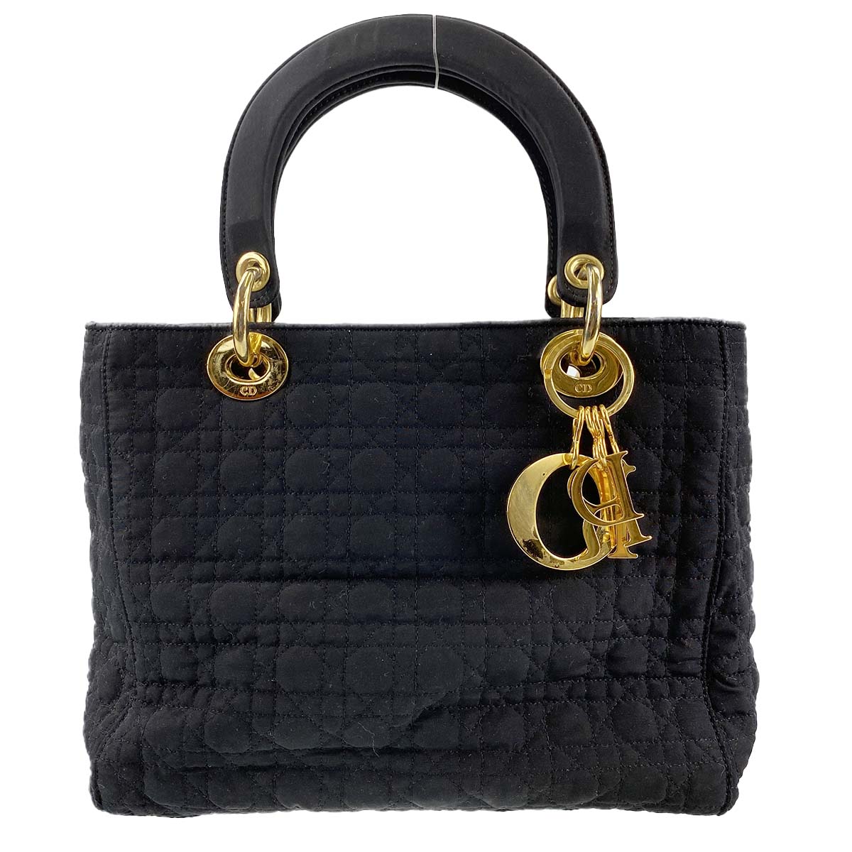 ディオール レディディオール カナージュ ラージ ナイロン ブラック ハンドバッグ