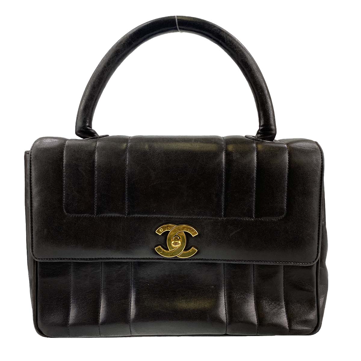 シャネル マドモアゼル ラムスキン ブラック ハンドバッグ