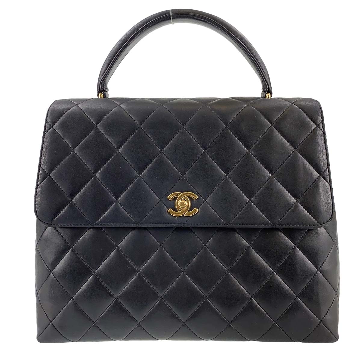 シャネル マトラッセ ラムスキン 30cm ブラック ハンドバッグ