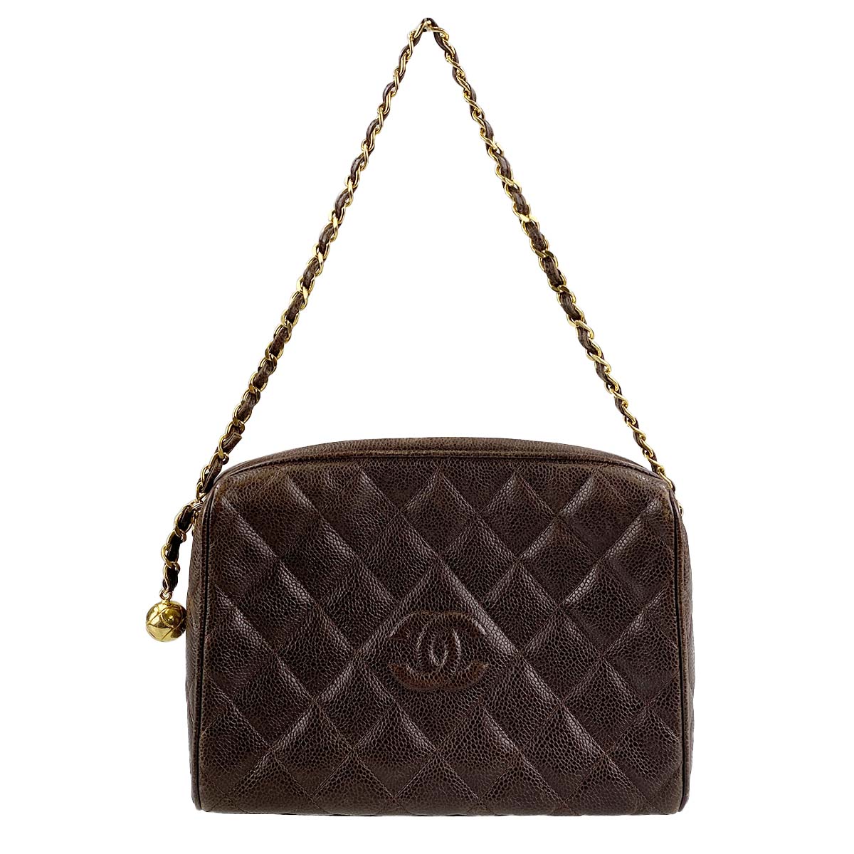 シャネル マトラッセ キャビアスキン ブラウン ショルダーバッグ